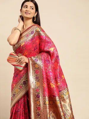 Buy Foil Print Patola Silk Saree : 243802 -