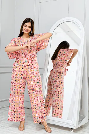 Floral Printed Cotton Jumpsuit
