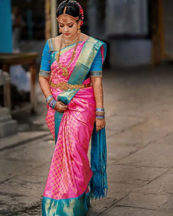 Neha Pink Soft Silk Saree With Blouse – Zariknyaa