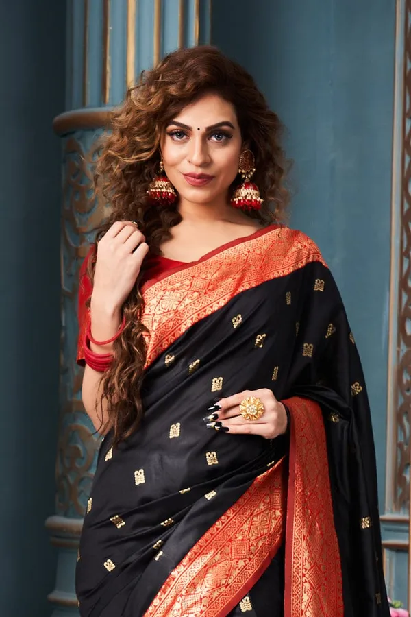 Ready to Wear Black Jimmy Choo Saree with Stitched Blouse – Glamwiz India