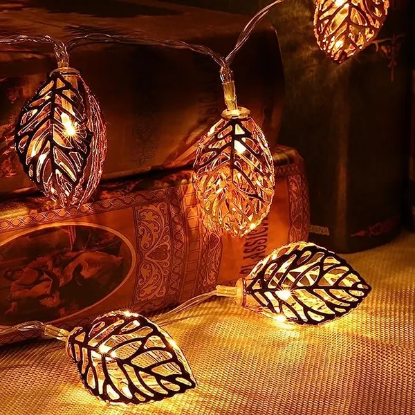 Bliss and Birch Moraccan Metal leaf shape 14 LED String Lights