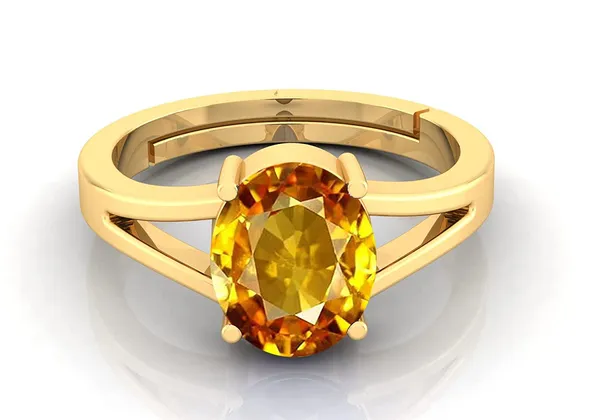 Buy Gemorio Yellow Sapphire Pukhraj 4.8cts/5.25ratti Ring for Women At Best  Price @ Tata CLiQ