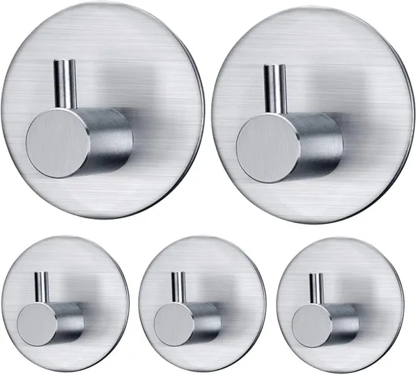 Jialto Pack of 5 Stainless Steel Heavy Duty Adhesive J Design Wall