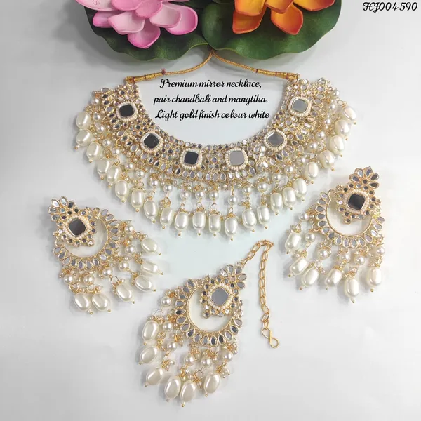 Silver Polish Short Necklace - White Stone | Amora Art and Jewels