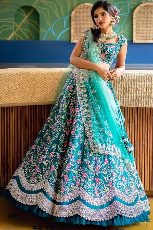 Now Trending Firozi Wedding Wear Gota Patti Work Designer Lehenga Choli –  Kaleendi