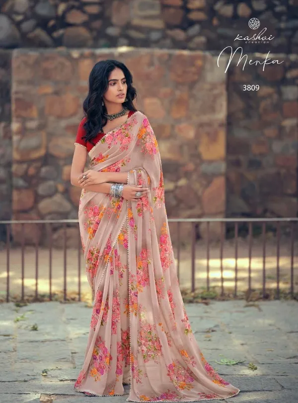 Digital Printed Georgette Saree in Purple : SSF17112