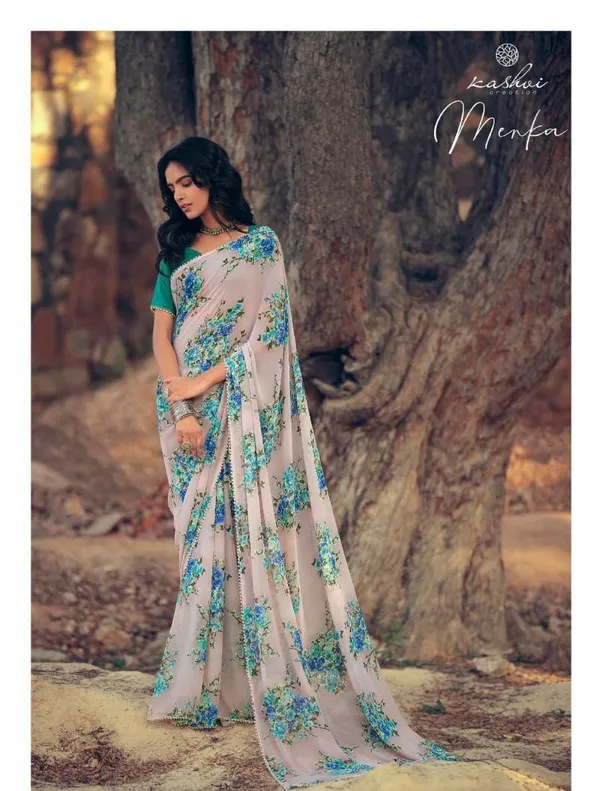 Off White Satin Georgette Saree With Embroidered Border, Dupion Silk & –  paanericlothing