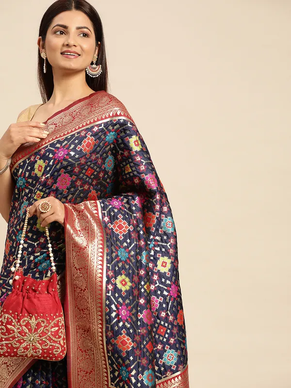 Buy F Fashion Soft Banarasi Silk Saree new fancy banarasi saree with Navy  blue Jacquard Saree With Blouse piece Online at Best Prices in India -  JioMart.