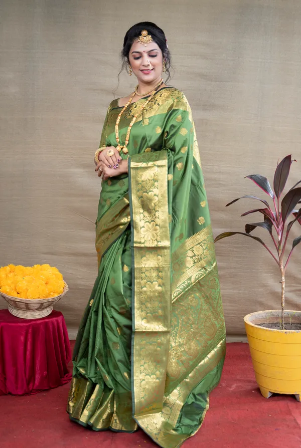 Light Green Color Kora Silk Saree (031898800)