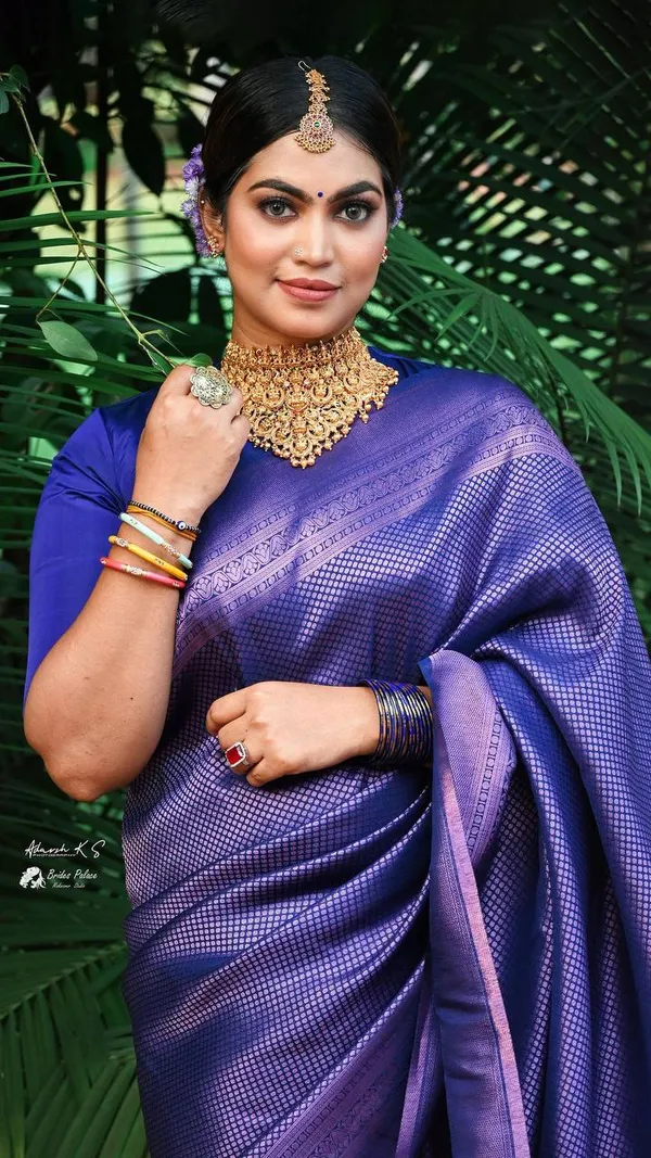 CM - Royal Blue Colour Lichi Silk Saree - Indian