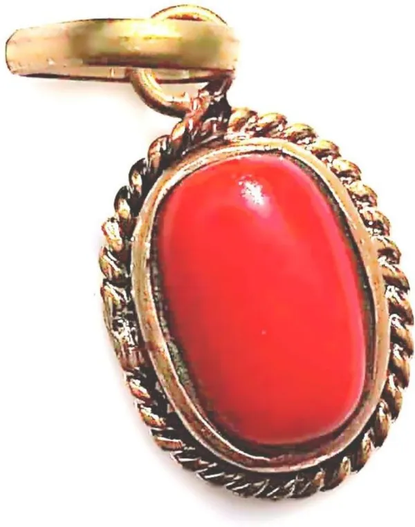 Todani Jems Red Coral (Moonga) Gemstone Panchdhatu Pendant - 7.25 Ratti ...