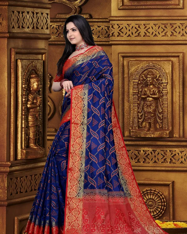 Buy BANARASI PATOLA Black With Silver Zari Work Tissue Silk Saree And  Jacquard Woven Traditional Design In Borders With Blouse Piece | Shoppers  Stop