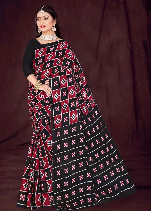 fcity.in - Ethnic Odisha Pure Cotton Saree Sambalpuri Bhagalpuri Print Buta  /