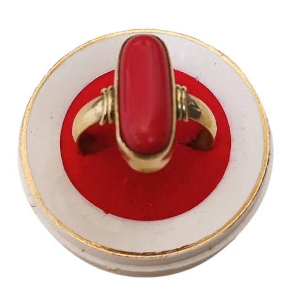Fun Large Rectangular Shape Red Coral Center Stone Two Tone Brass Ring –  Next Fashion Jewelry
