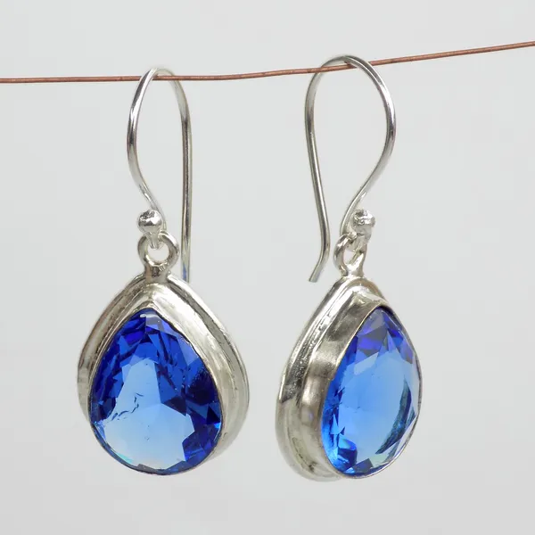 Forever Jewellery Blue Quartz PearShaped Silver Earrings Price in