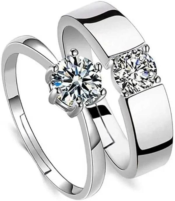 Electroplating Simple Artificial Diamond Couple Ring - Temu