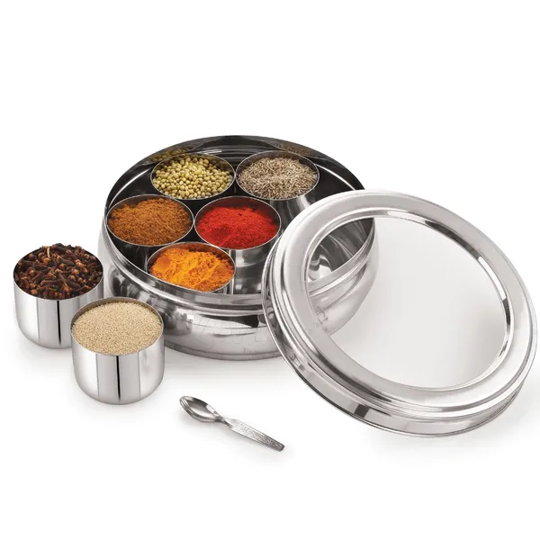 https://d1311wbk6unapo.cloudfront.net/NushopCatalogue/tr:f-webp,w-600,fo-auto/ivbox®_Belly-M_Stainless_Steel_Masala_dabba_Spice_Box_Organiser_for_Kitchen_With_See-Through_Lid_and_7_Containers__Silver__Medium__Z5O10T9MQD_2023-04-26_1.png__iVBOX