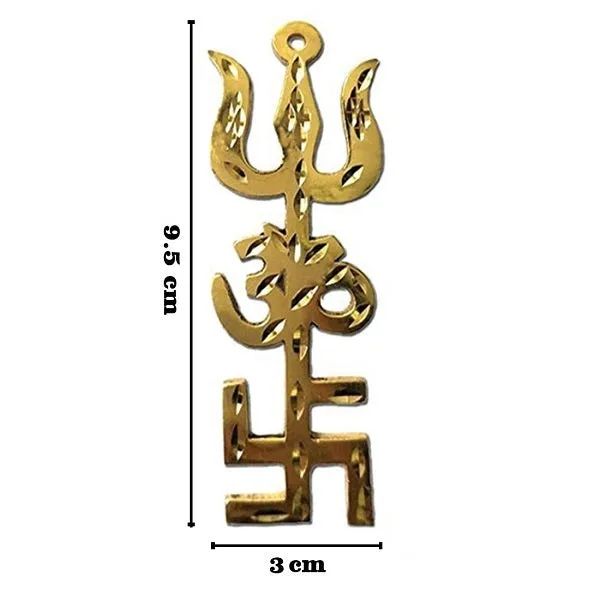 Parthvastu Brass Swastik Om Trishul Trishakti Yantra Main Door Entrance ...